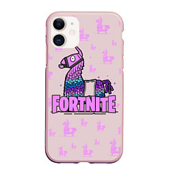 Чехол iPhone 11 матовый Fortnite, цвет: 3D-светло-розовый