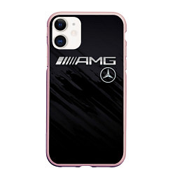Чехол iPhone 11 матовый Mercedes AMG, цвет: 3D-светло-розовый