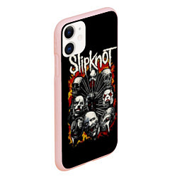 Чехол iPhone 11 матовый Slipknot: Faces, цвет: 3D-светло-розовый — фото 2