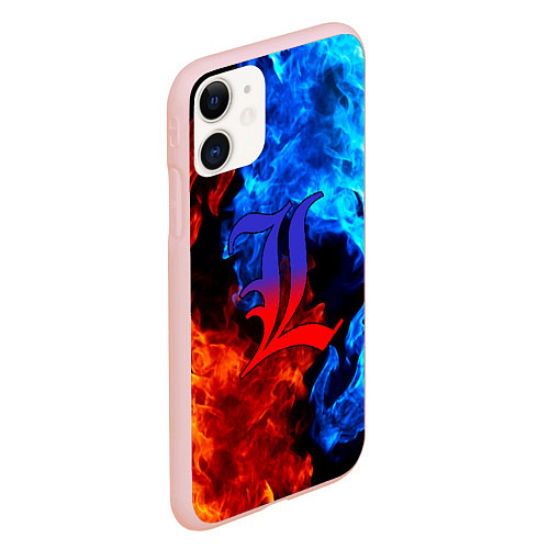 Чехол iPhone 11 матовый L letter fire / 3D-Светло-розовый – фото 2