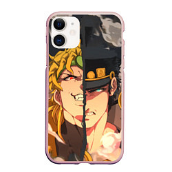 Чехол iPhone 11 матовый Dio Brando x Jotaro, цвет: 3D-светло-розовый