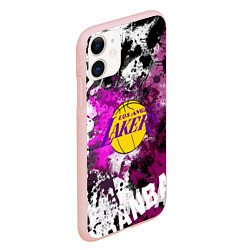 Чехол iPhone 11 матовый Лос-Анджелес Лейкерс, Los Angeles Lakers, цвет: 3D-светло-розовый — фото 2