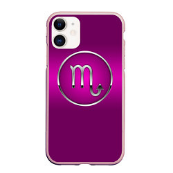 Чехол iPhone 11 матовый Scorpio Скорпион, цвет: 3D-светло-розовый