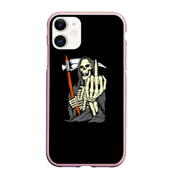 Чехол iPhone 11 матовый Смерть, цвет: 3D-светло-розовый