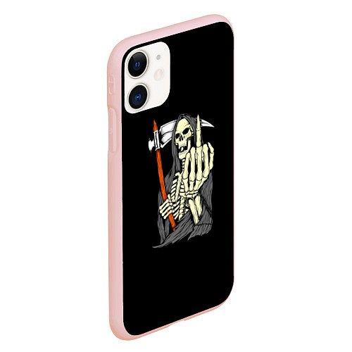 Чехол iPhone 11 матовый Смерть / 3D-Светло-розовый – фото 2