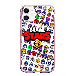 Чехол iPhone 11 матовый BRAWL STARS, цвет: 3D-светло-розовый