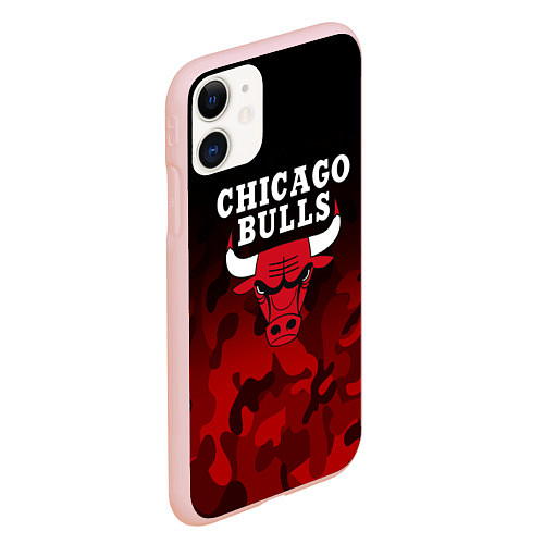 Чехол iPhone 11 матовый CHICAGO BULLS / 3D-Светло-розовый – фото 2