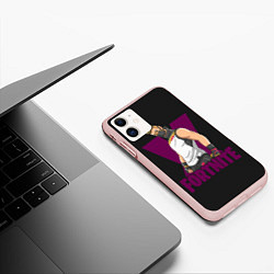 Чехол iPhone 11 матовый Fortnite, цвет: 3D-светло-розовый — фото 2
