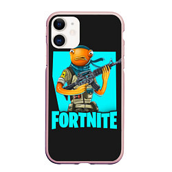 Чехол iPhone 11 матовый Fortnite, цвет: 3D-светло-розовый