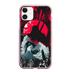 Чехол iPhone 11 матовый Ведьмак, цвет: 3D-светло-розовый