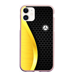 Чехол iPhone 11 матовый MERCEDES-BENZ, цвет: 3D-светло-розовый