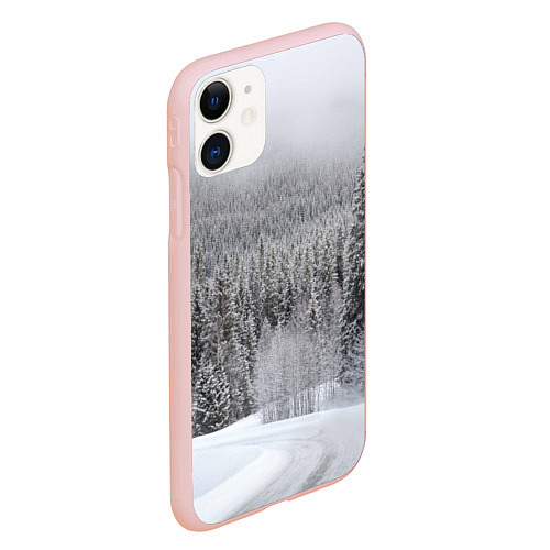 Чехол iPhone 11 матовый Зимняя природа / 3D-Светло-розовый – фото 2
