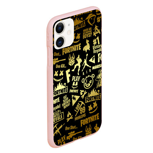 Чехол iPhone 11 матовый FORTNITE / 3D-Светло-розовый – фото 2