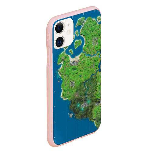 Чехол iPhone 11 матовый Fortnite карта / 3D-Светло-розовый – фото 2