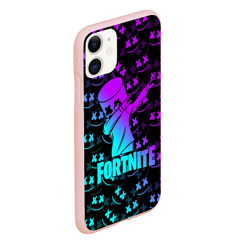 Чехол iPhone 11 матовый FORTNITE X MARSHMELLO / 3D-Светло-розовый – фото 2