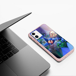 Чехол iPhone 11 матовый Бабочка, цвет: 3D-светло-розовый — фото 2