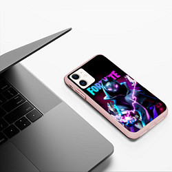 Чехол iPhone 11 матовый FORTNITE, цвет: 3D-светло-розовый — фото 2