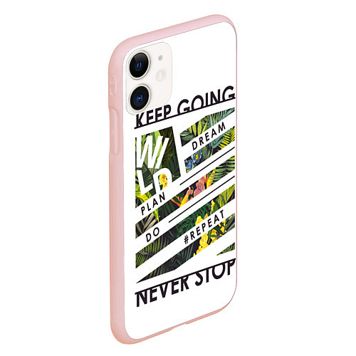 Чехол iPhone 11 матовый Off-White: Keep Going / 3D-Светло-розовый – фото 2