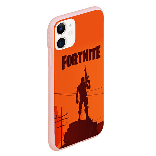 Чехол iPhone 11 матовый FORTNITE / 3D-Светло-розовый – фото 2