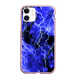 Чехол iPhone 11 матовый МОЛНИЯ BLUE, цвет: 3D-светло-розовый