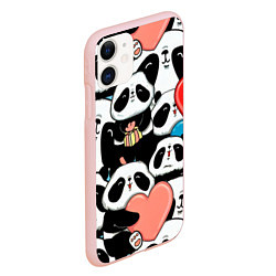 Чехол iPhone 11 матовый Панды, цвет: 3D-светло-розовый — фото 2
