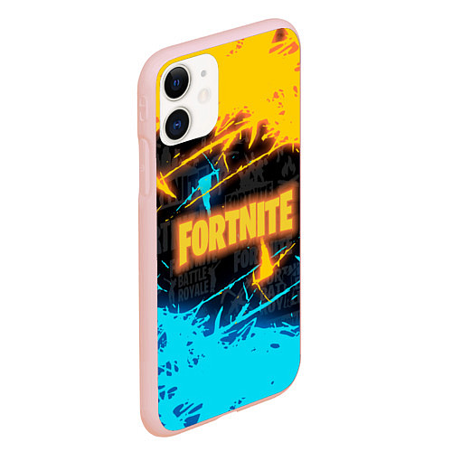 Чехол iPhone 11 матовый FORTNITE / 3D-Светло-розовый – фото 2