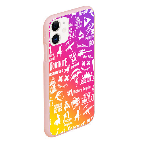 Чехол iPhone 11 матовый FORTNITE PARTY EVENT / 3D-Светло-розовый – фото 2