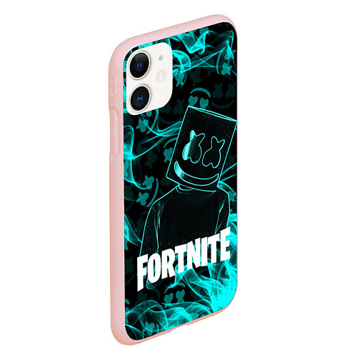 Чехол iPhone 11 матовый Fortnite Marshmello / 3D-Светло-розовый – фото 2