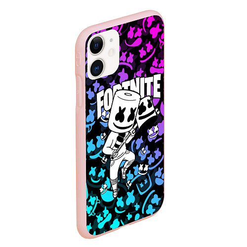 Чехол iPhone 11 матовый FORTNITE x MARSHMELLO / 3D-Светло-розовый – фото 2
