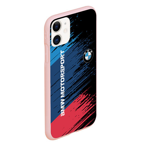 Чехол iPhone 11 матовый BMW MOTORSPORT / 3D-Светло-розовый – фото 2