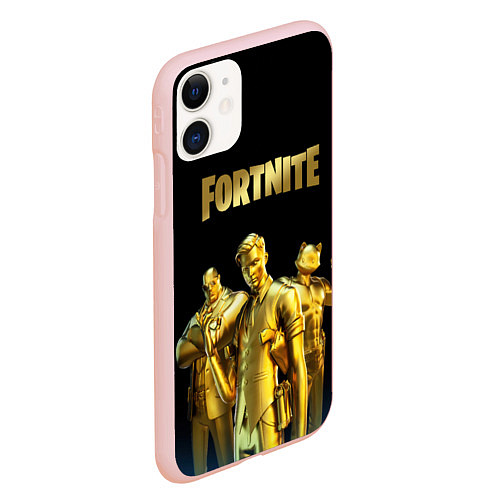 Чехол iPhone 11 матовый FORTNITE GOLD SQUAD / 3D-Светло-розовый – фото 2