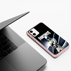 Чехол iPhone 11 матовый FORTNITE, цвет: 3D-светло-розовый — фото 2