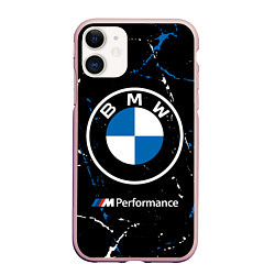 Чехол iPhone 11 матовый BMW БМВ, цвет: 3D-светло-розовый