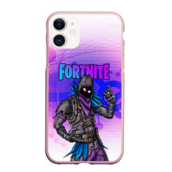 Чехол iPhone 11 матовый FORTNITE CROW, цвет: 3D-светло-розовый