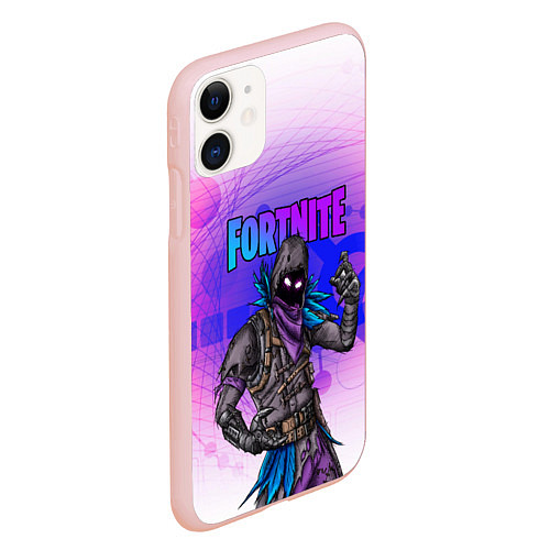 Чехол iPhone 11 матовый FORTNITE CROW / 3D-Светло-розовый – фото 2
