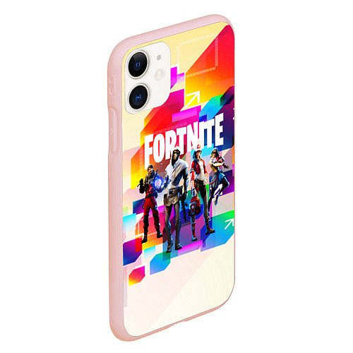 Чехол iPhone 11 матовый FORTNITE / 3D-Светло-розовый – фото 2