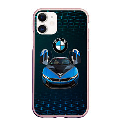 Чехол iPhone 11 матовый BMW i8 Turbo тюнинговая, цвет: 3D-светло-розовый