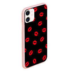 Чехол iPhone 11 матовый Поцелуи, цвет: 3D-светло-розовый — фото 2