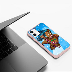 Чехол iPhone 11 матовый Пряничный человек, цвет: 3D-светло-розовый — фото 2