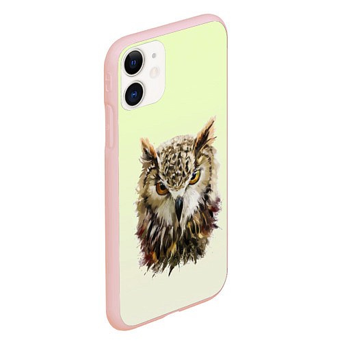 Чехол iPhone 11 матовый Арт сова яркая / 3D-Светло-розовый – фото 2
