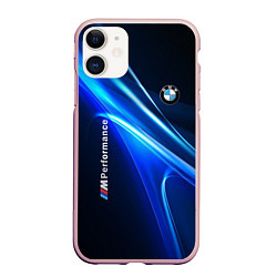 Чехол iPhone 11 матовый BMW, цвет: 3D-светло-розовый