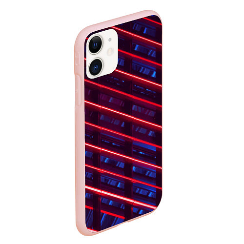 Чехол iPhone 11 матовый Неоновые полосы / 3D-Светло-розовый – фото 2