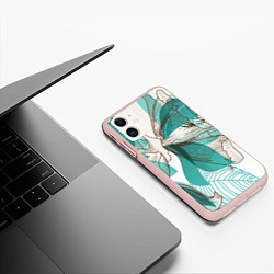 Чехол iPhone 11 матовый Цветок, цвет: 3D-светло-розовый — фото 2