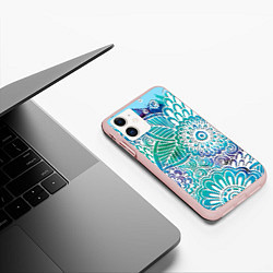 Чехол iPhone 11 матовый Цветочный узор, цвет: 3D-светло-розовый — фото 2
