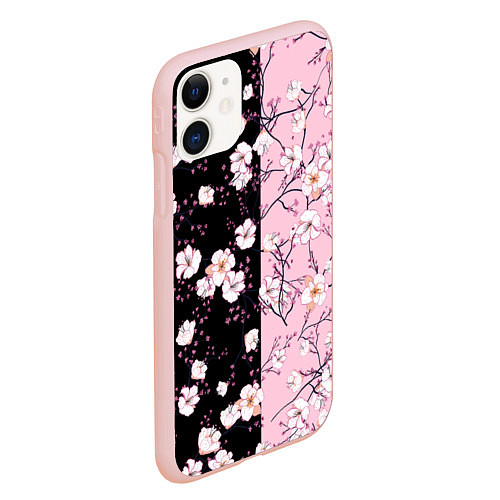 Чехол iPhone 11 матовый САКУРА SAKURA ВИШНЯ / 3D-Светло-розовый – фото 2