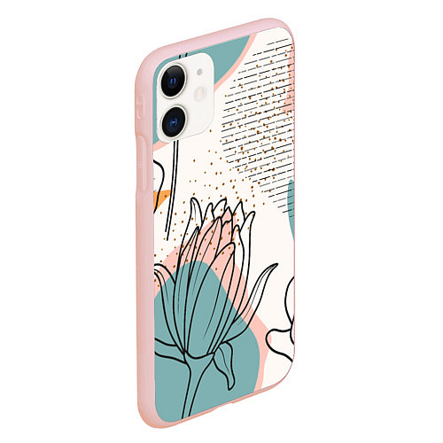 Чехол iPhone 11 матовый Цветы / 3D-Светло-розовый – фото 2