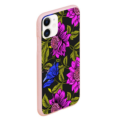 Чехол iPhone 11 матовый Цветочный Паттерн / 3D-Светло-розовый – фото 2