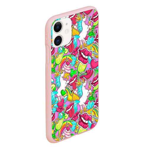 Чехол iPhone 11 матовый Губы фреш / 3D-Светло-розовый – фото 2
