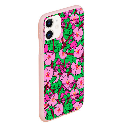 Чехол iPhone 11 матовый Цветы Сакуры, Sakura / 3D-Светло-розовый – фото 2