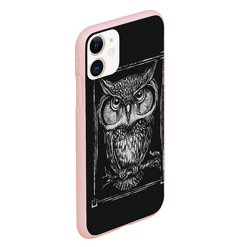 Чехол iPhone 11 матовый Филин / 3D-Светло-розовый – фото 2